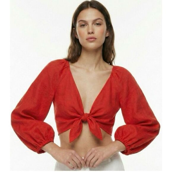 Aritzia Tops - ✨Aritzia Wilfred Red Tenley Linen Sz XS Top✨